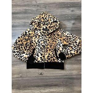 Women's Leopard Jacket, Forever 21 Faux Fur Leopard Print Coat Medium Hooded Zip